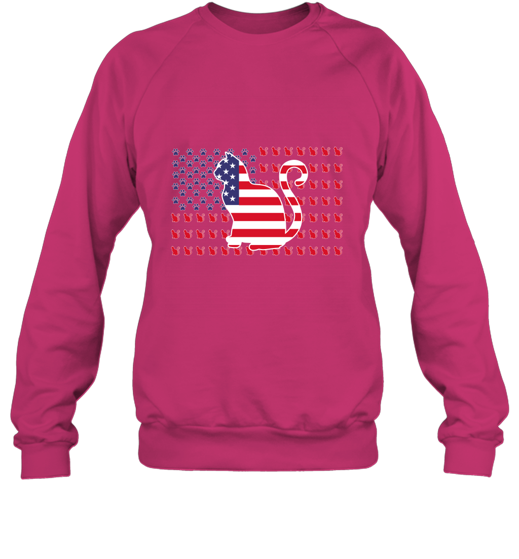 American Flag Cats Lovers Shirt Sweatshirt Heliconia