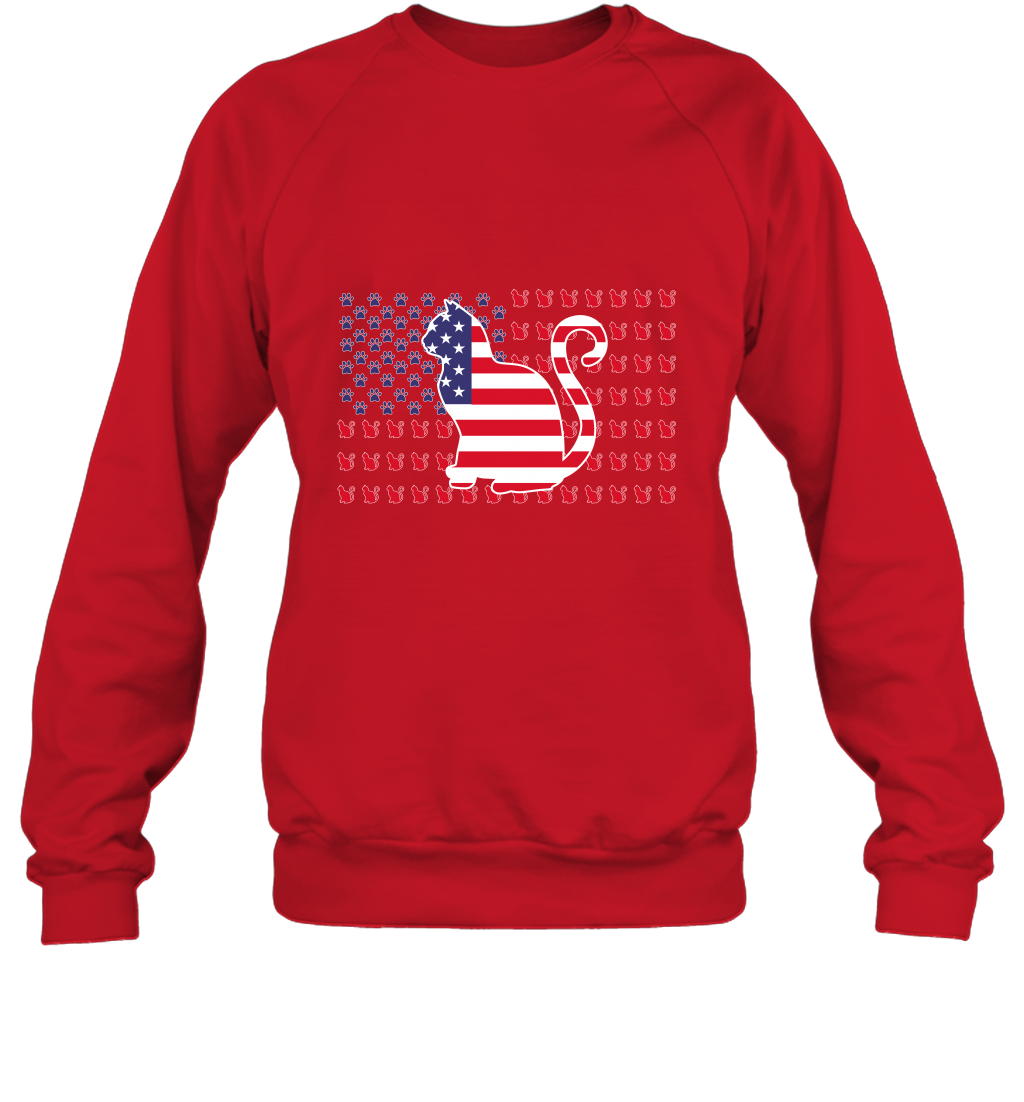 American Flag Cats Lovers Shirt Sweatshirt Red