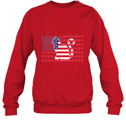American Flag Cats Lovers Shirt Sweatshirt Red