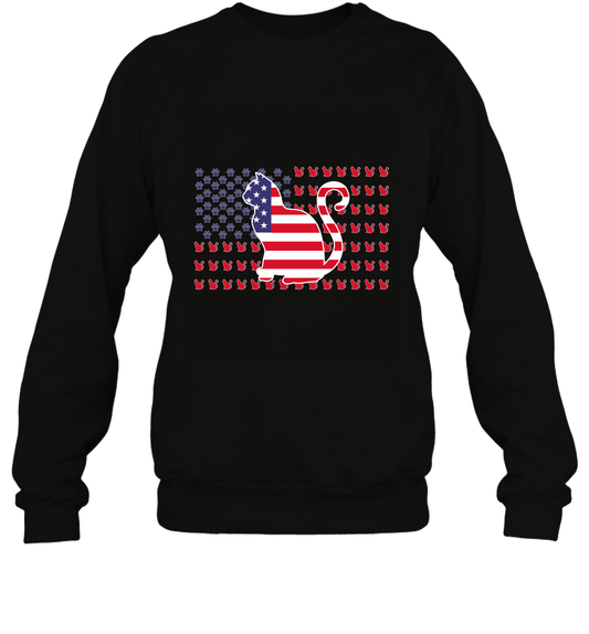 American Flag Cats Lovers Shirt Sweatshirt Black