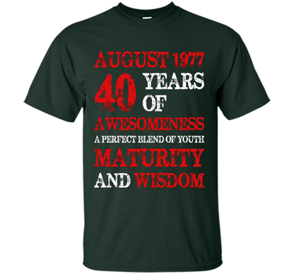 Vintage Limited August 1977 Edition - 40th Birthday Gift shirt