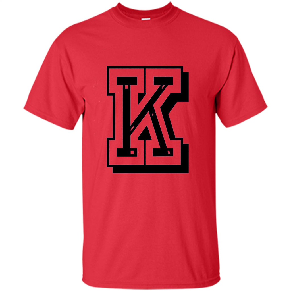Letter K Initial T-Shirt for Names or Spelling Words Red