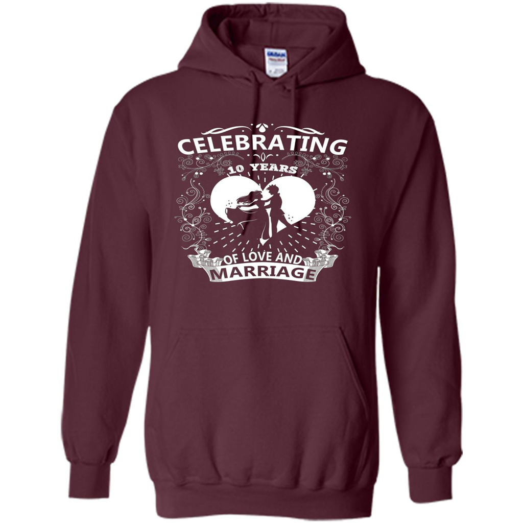Celebrating 10 Years Wedding Anniversary Tshirt Maroon