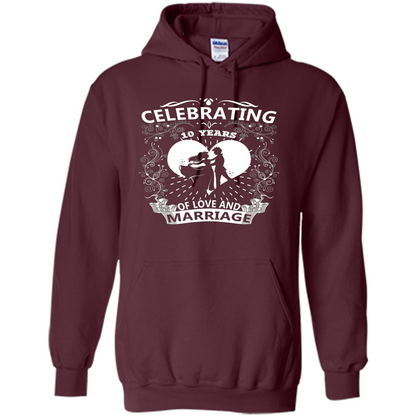 Celebrating 10 Years Wedding Anniversary Tshirt Maroon