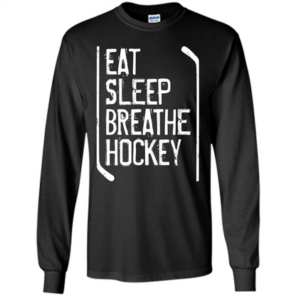 Funny Hockey T-shirt Eat Sleep Breathe Hockey T-Shirt Black