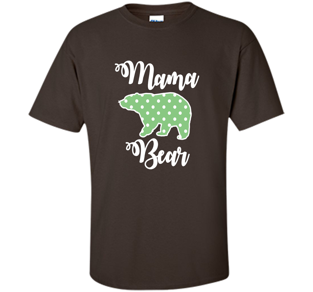 Women's Mama Bear T-Shirt | Mama Bear Polka Dot Shirt shirt Dark Chocolate