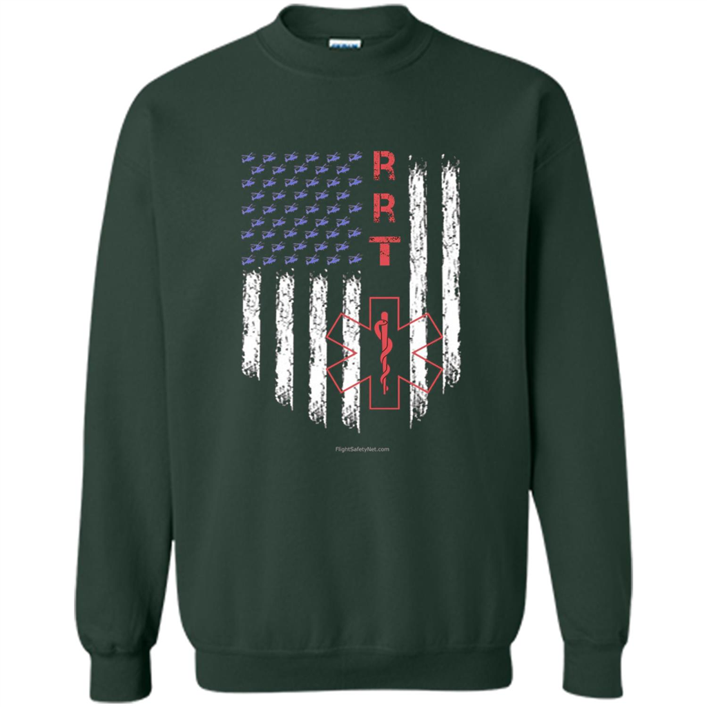 RRT - Respiratory Therapist American Flag T-shirt Forest Green