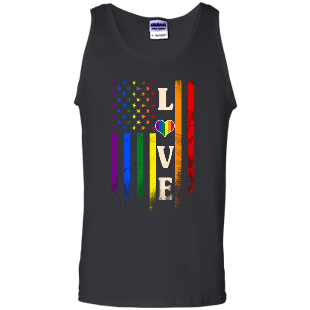 LGBTQ Pride T-shirt Love Rainbow Heart Flag Black
