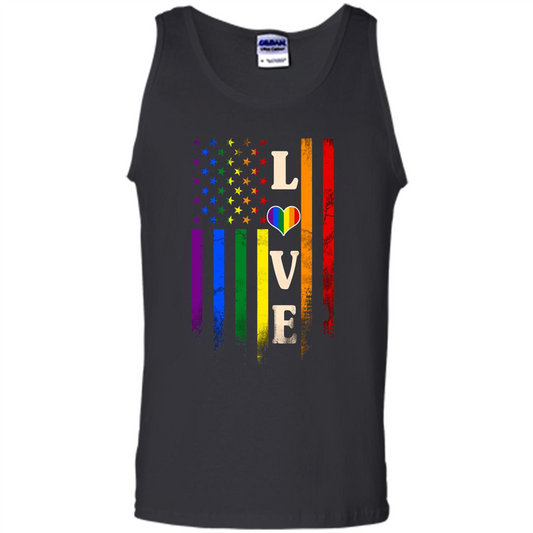 LGBTQ Pride T-shirt Love Rainbow Heart Flag Black