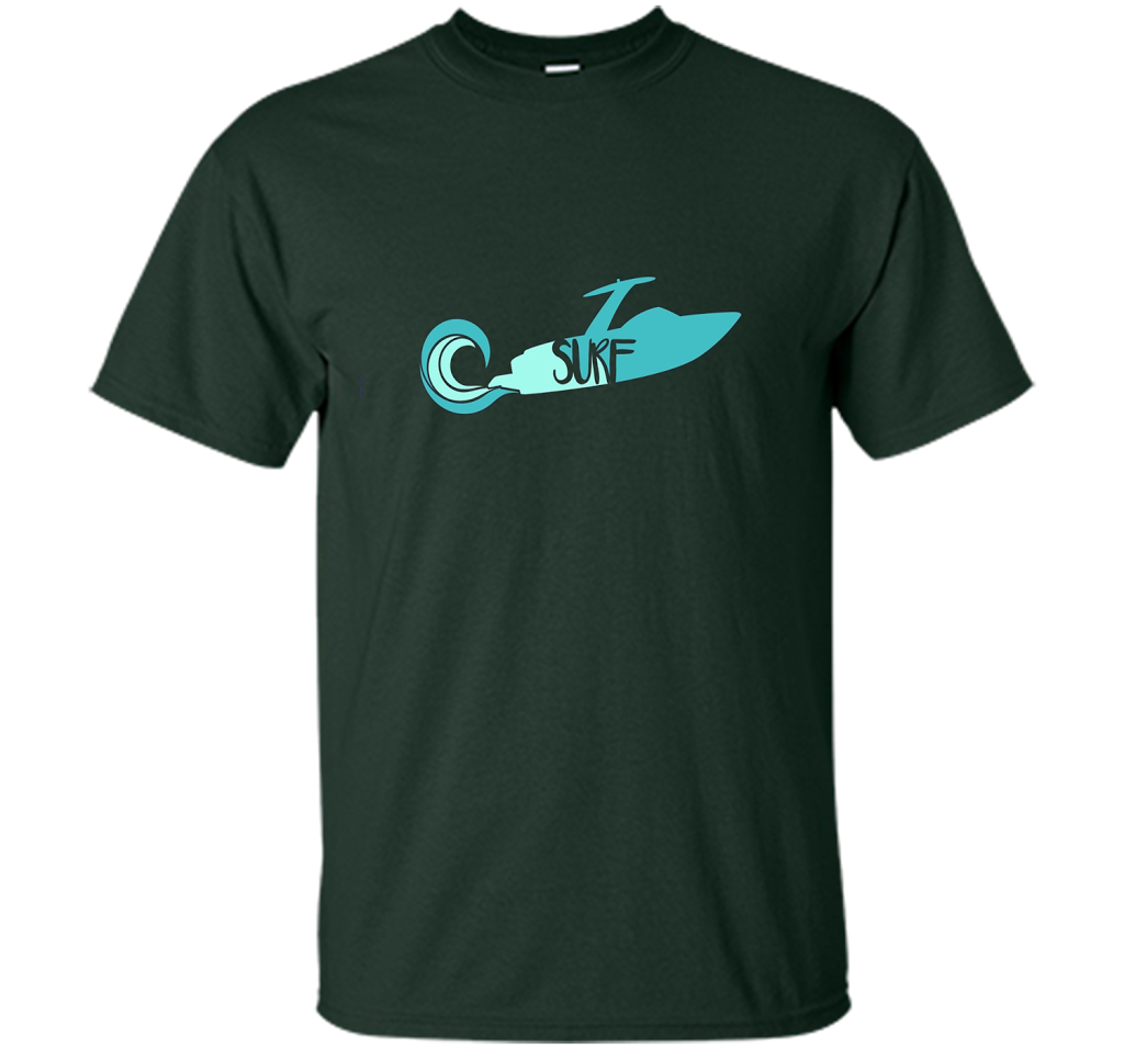 Wakesurf Boat With Retro Wave T-shirt