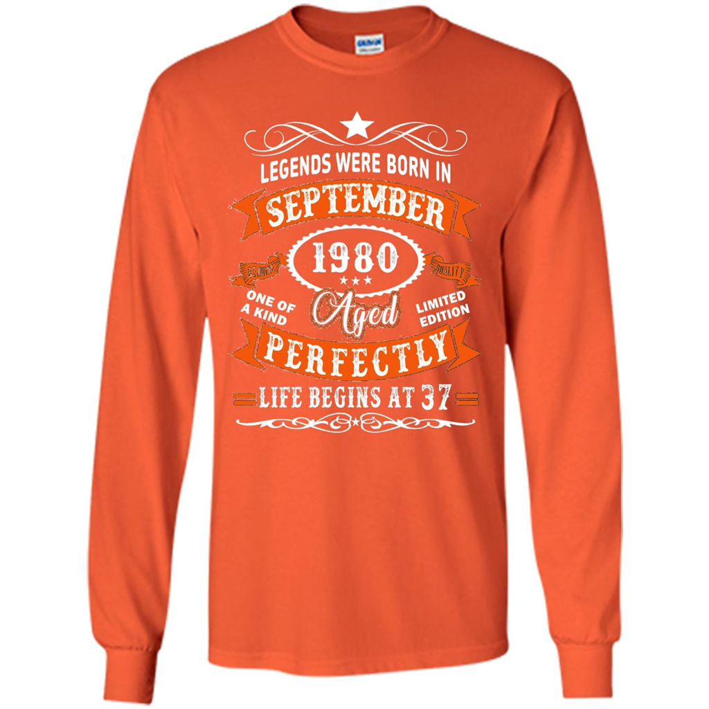 Legends Were Born In September 1980 T-shirt Birthday Gift T-shirt Orange