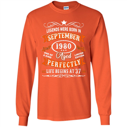 Legends Were Born In September 1980 T-shirt Birthday Gift T-shirt Orange