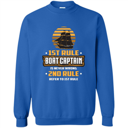 Funny Boat Captain Rules T-shirt Boat Captain Is Never Wrong Royal