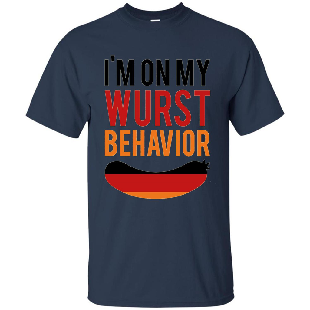Wurst Behavior Oktoberfest T-shirt Funny German T-shirt Navy