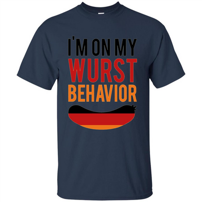 Wurst Behavior Oktoberfest T-shirt Funny German T-shirt Navy