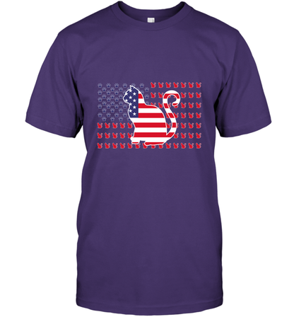 American Flag Cats Lovers Shirt T-Shirt Purple
