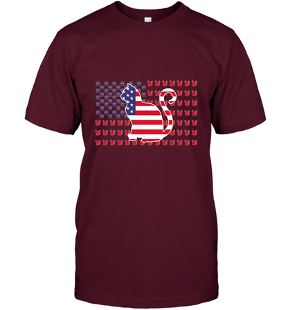 American Flag Cats Lovers Shirt T-Shirt Maroon