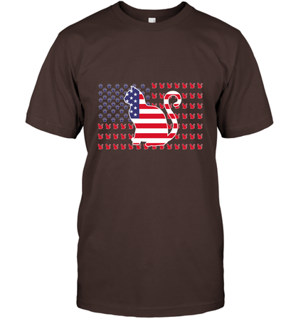 American Flag Cats Lovers Shirt T-Shirt Dark Chocolate