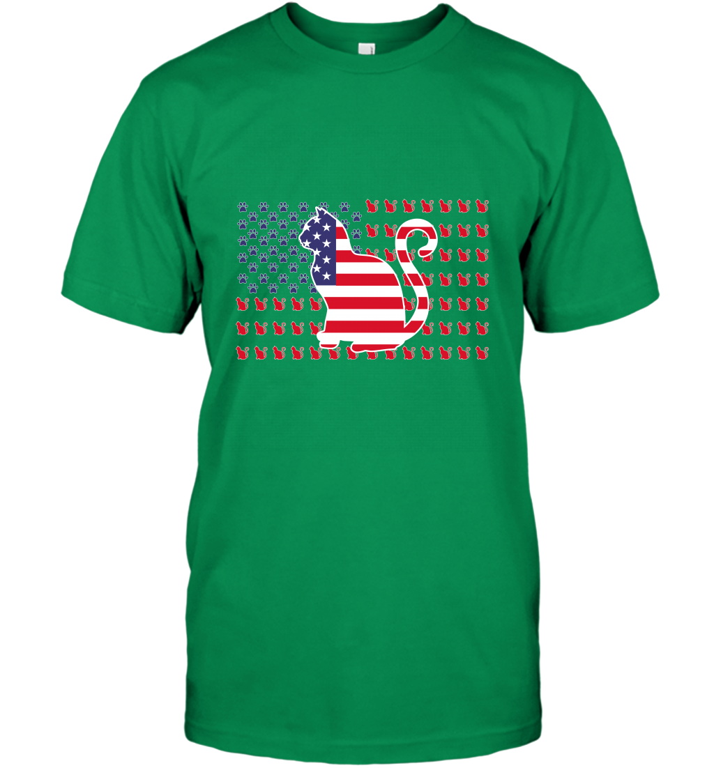American Flag Cats Lovers Shirt T-Shirt Irish Green