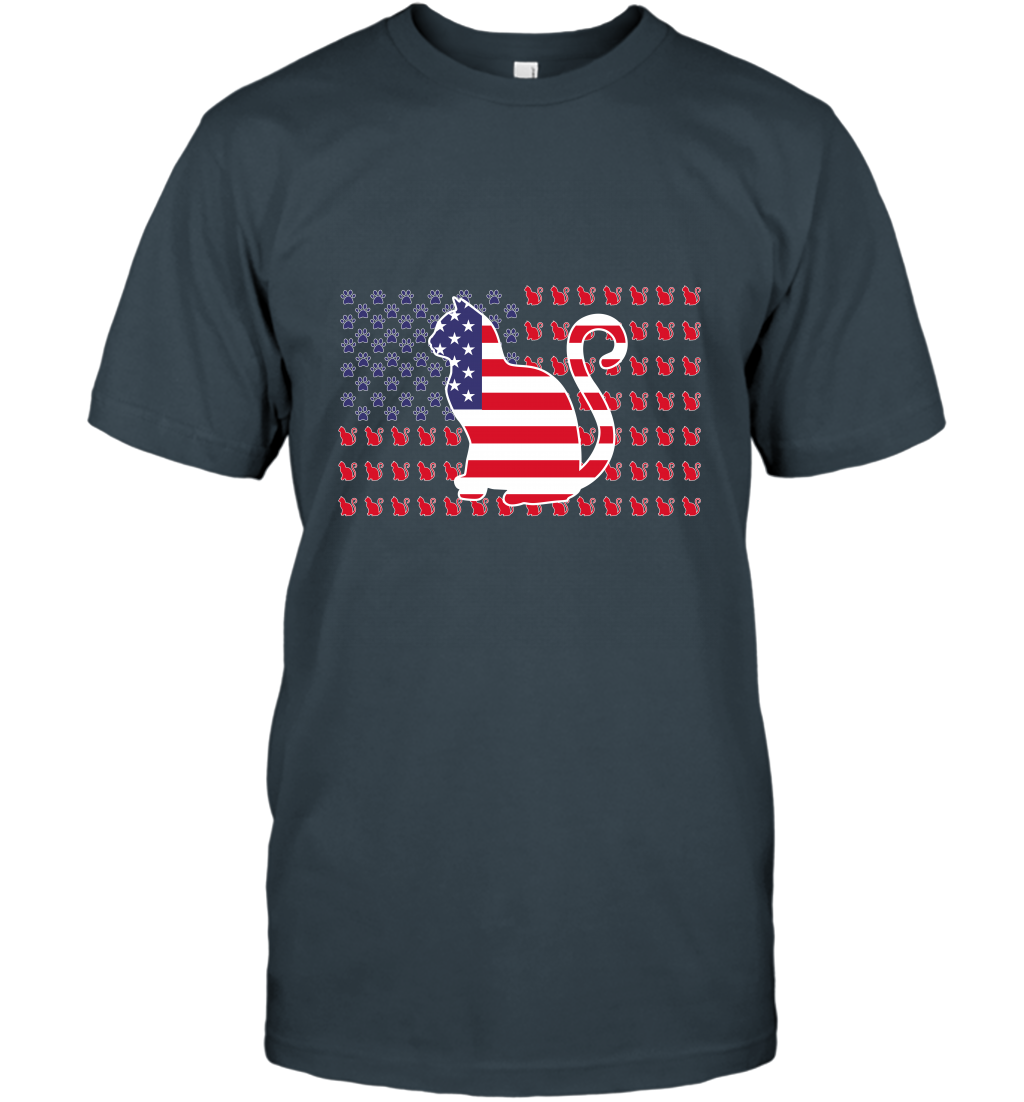 American Flag Cats Lovers Shirt T-Shirt Charcoal