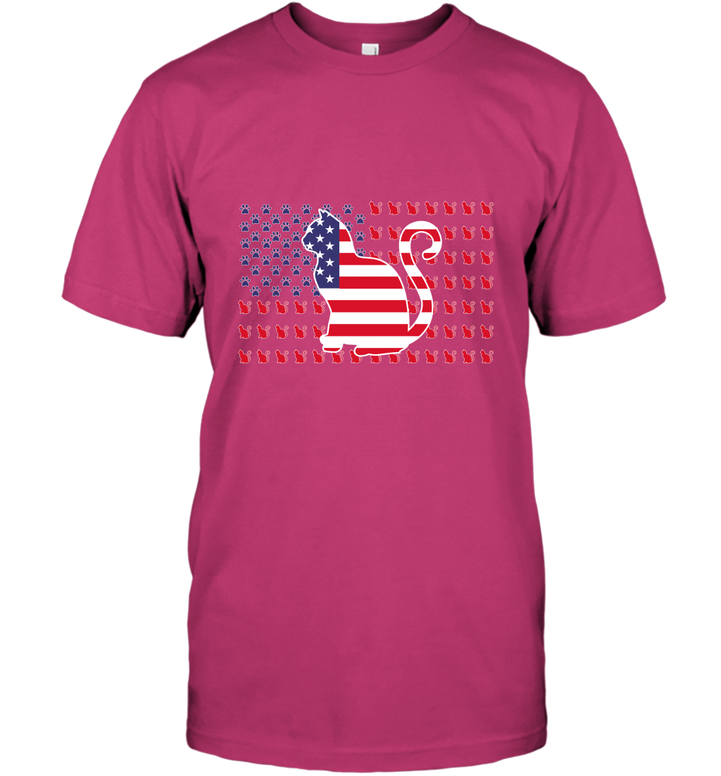 American Flag Cats Lovers Shirt T-Shirt Heliconia
