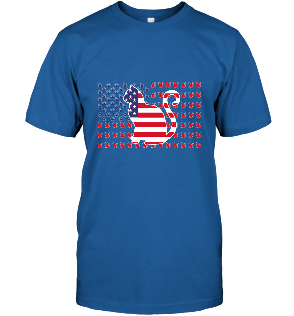 American Flag Cats Lovers Shirt T-Shirt Royal