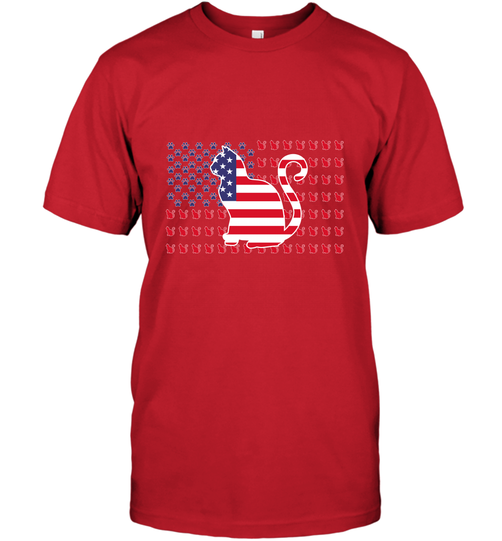 American Flag Cats Lovers Shirt T-Shirt Red
