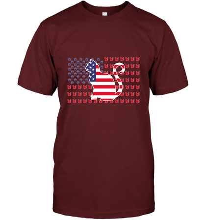 American Flag Cats Lovers Shirt T-Shirt Cardinal