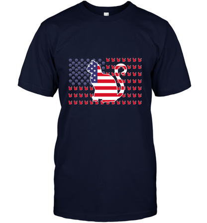 American Flag Cats Lovers Shirt T-Shirt Navy