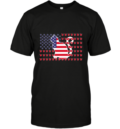 American Flag Cats Lovers Shirt T-Shirt Black