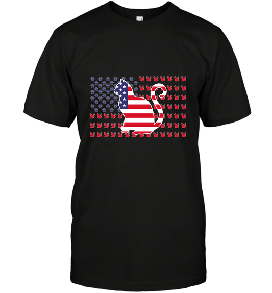 American Flag Cats Lovers Shirt T-Shirt Black