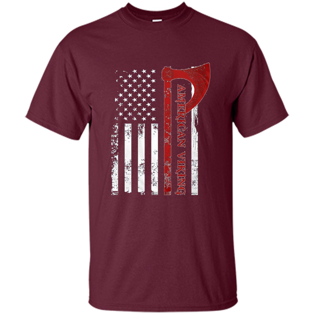 American Viking Flag Shirt Patriotic American T-shirt Maroon