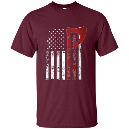 American Viking Flag Shirt Patriotic American T-shirt Maroon