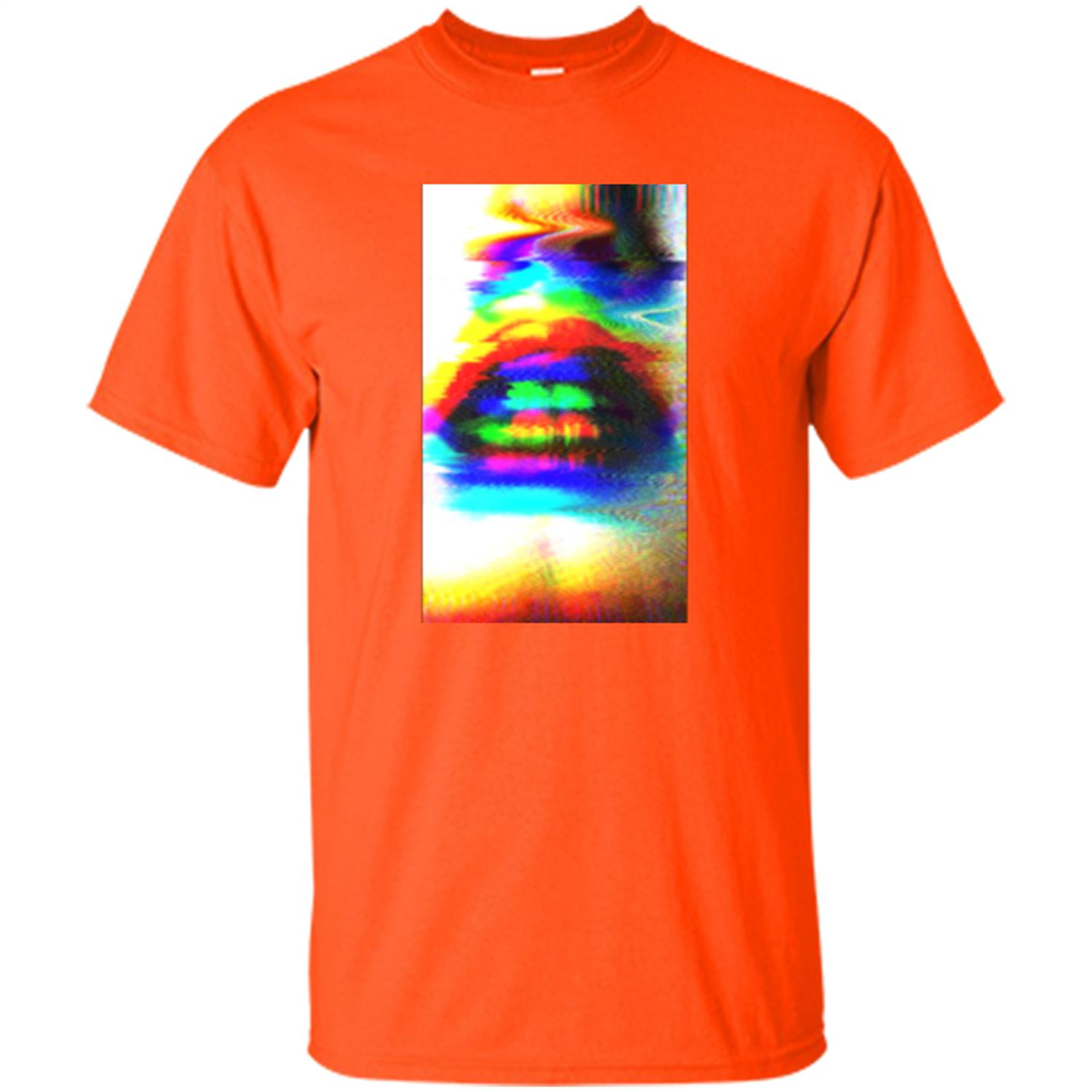Glitch Art Lips T-shirt Orange