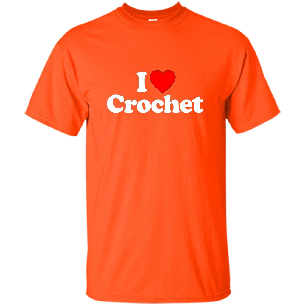I Love Heart Crochet T-shirt Orange