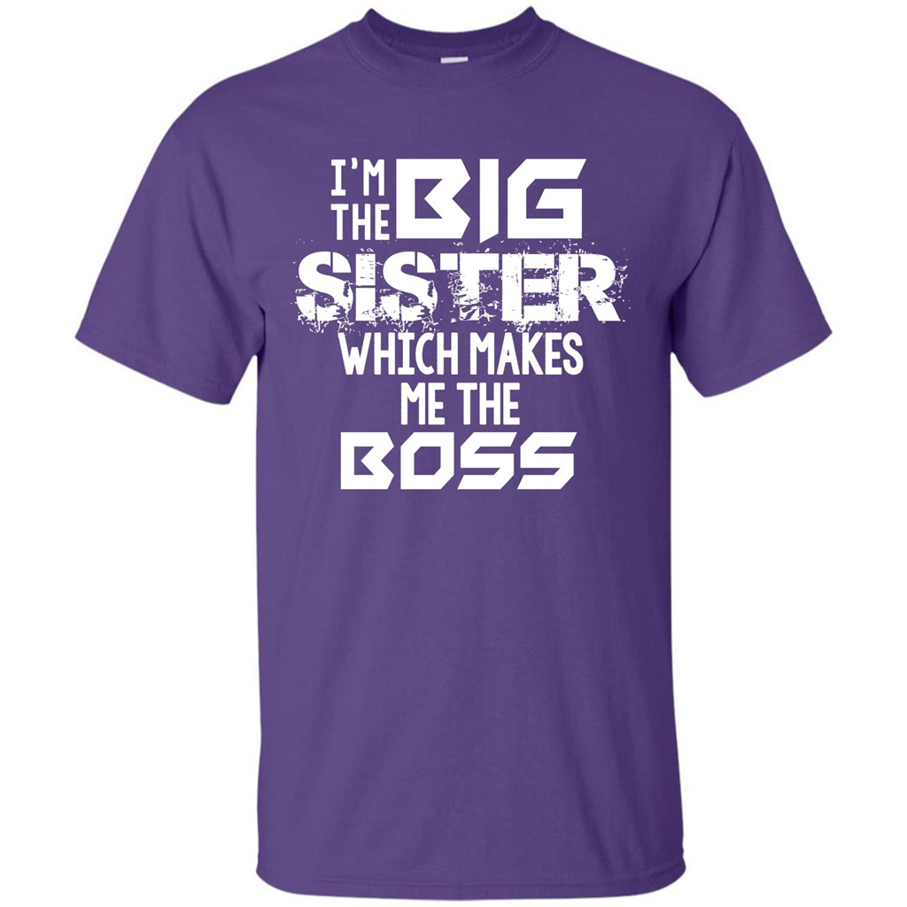 Family T-shirt I’m The Big Sister Which Makes Me The Boss T-shirt Purple