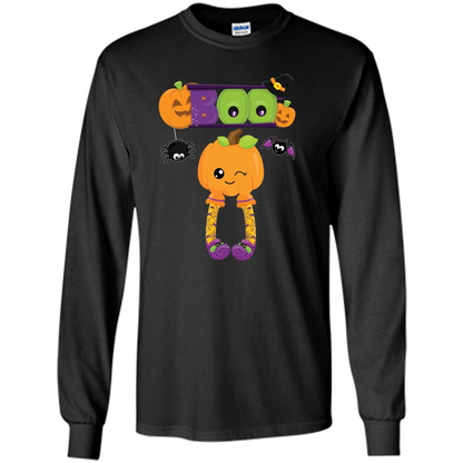 Cute Halloween Boo T-Shirt with Pumpkins-Party T-shirt Black