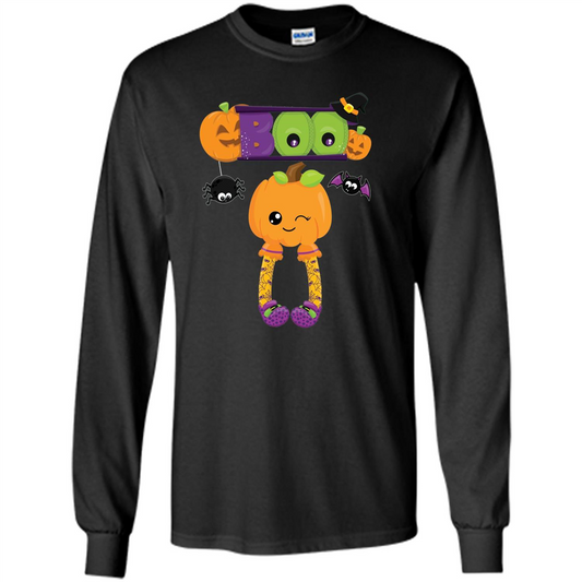 Cute Halloween Boo T-Shirt with Pumpkins-Party T-shirt Black