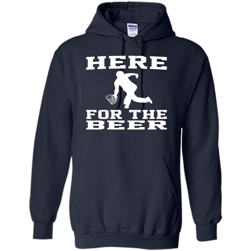 Funny Bowling Drinking Shirt Here For The Beer T-shirt Navy