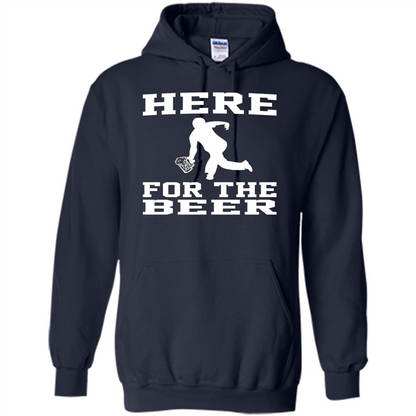 Funny Bowling Drinking Shirt Here For The Beer T-shirt Navy