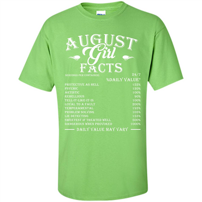 August Girl Facts T-shirt Lime
