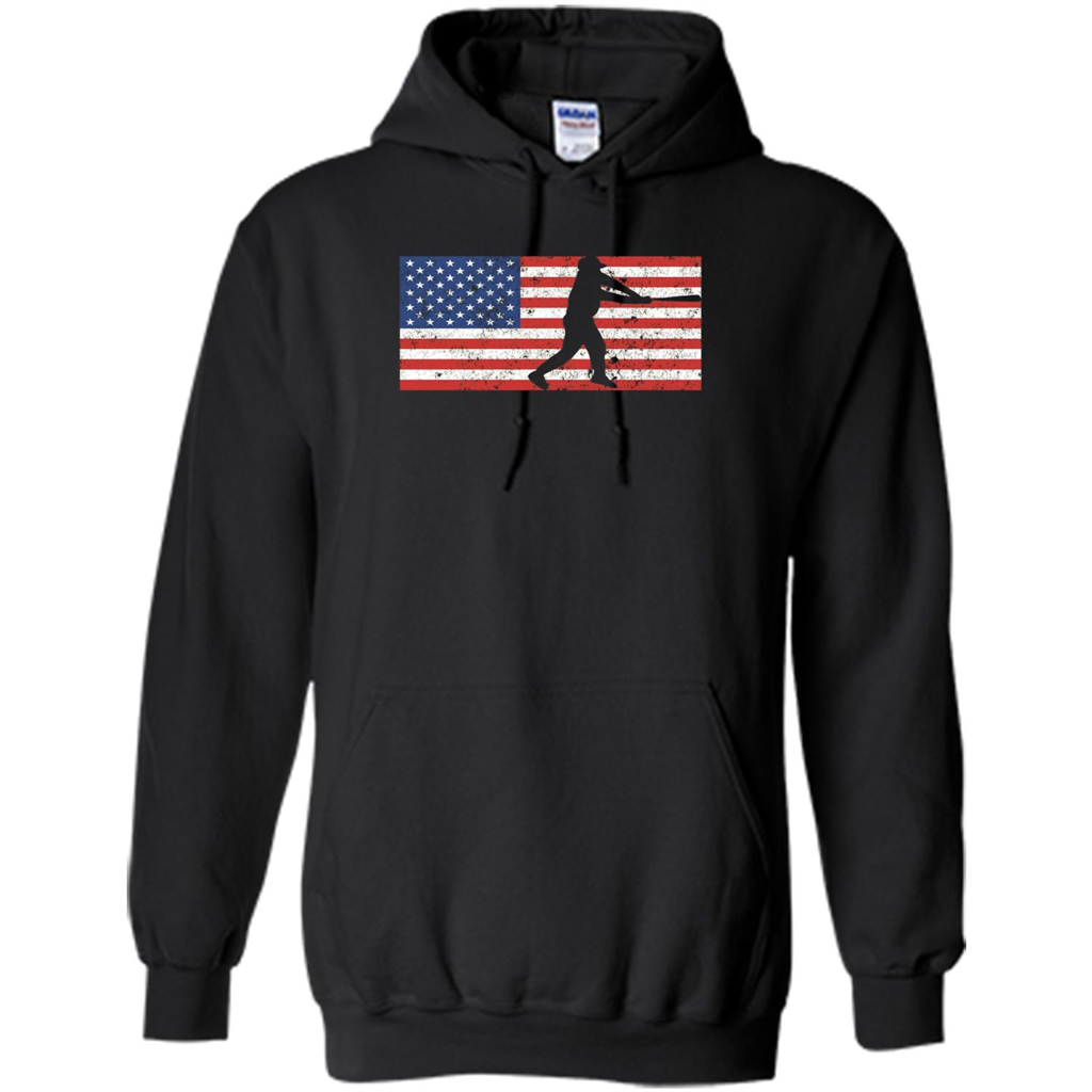 Funny Baseball Player American Flag T-shirt Black