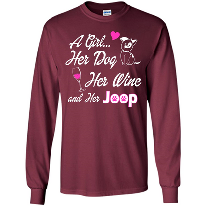 Dog T-shirt A Girl Her Dog Her Wine And Her Joop T-shirt Maroon