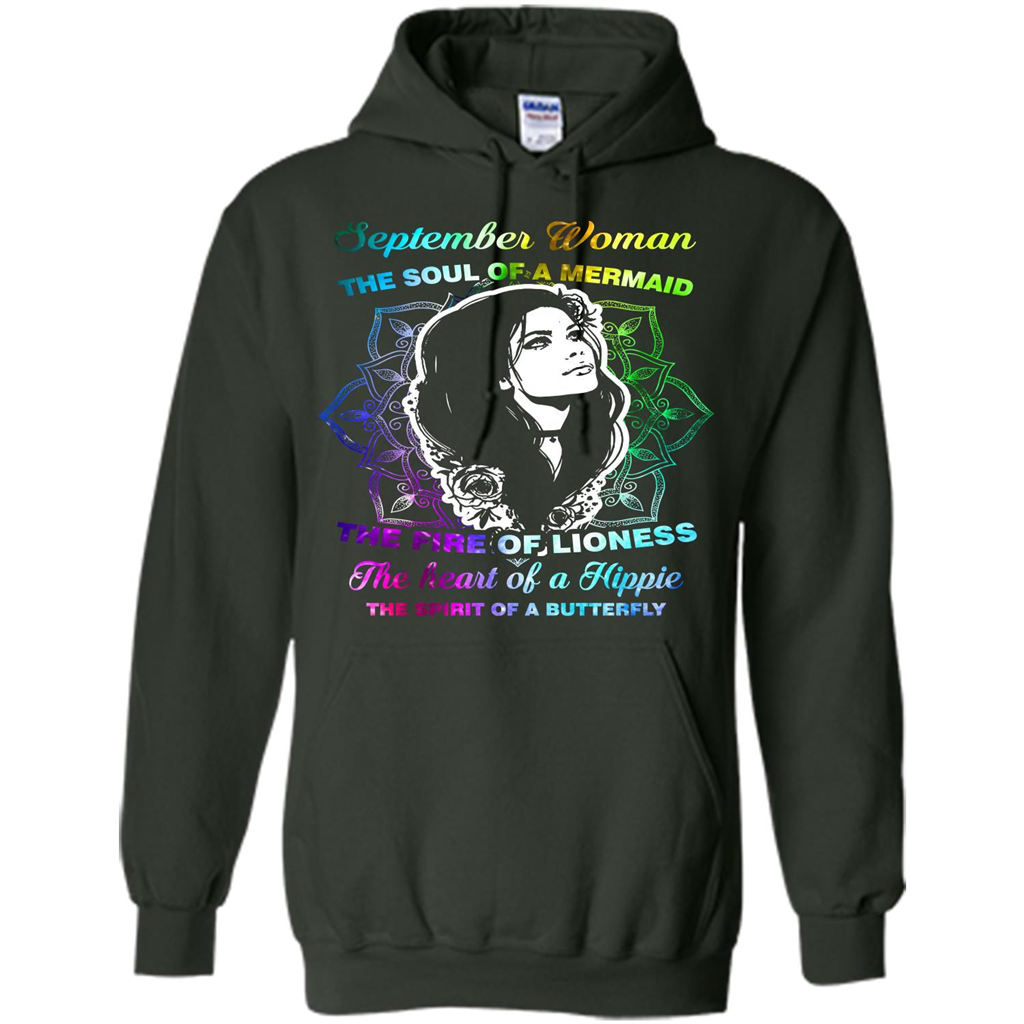 September Woman T-shirt The Heart Of A Hippie Forest Green