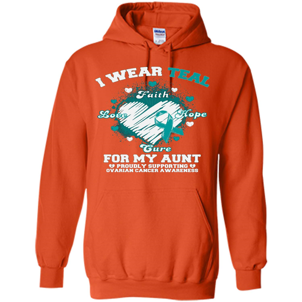 I Wear Teal For My Aunt - Ovarian Cancer Awareness T-Shirt Orange