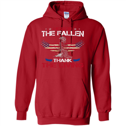Military T-shirt Honor The Fallen Thank The Living Red