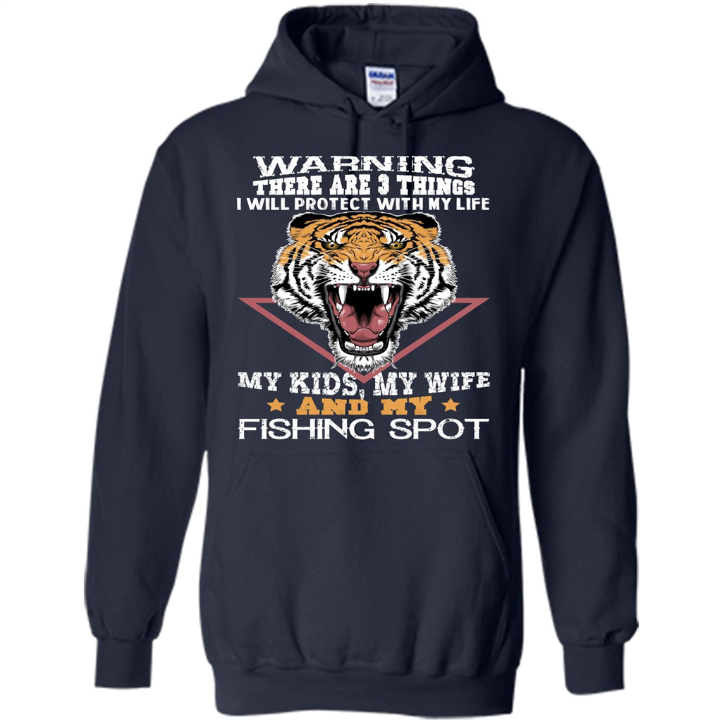 Fisherman T-shirt Warning There Are 3 Things I Will Protect With My Life Navy