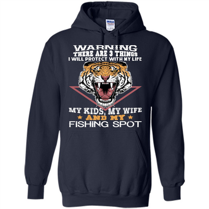 Fisherman T-shirt Warning There Are 3 Things I Will Protect With My Life Navy