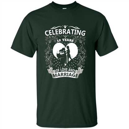 Celebrating 10 Years Wedding Anniversary Tshirt Forest Green