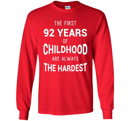 Funny 92nd Birthday Joke Gift 92 Years Old Novelty Gag Shirt cool shirt Red